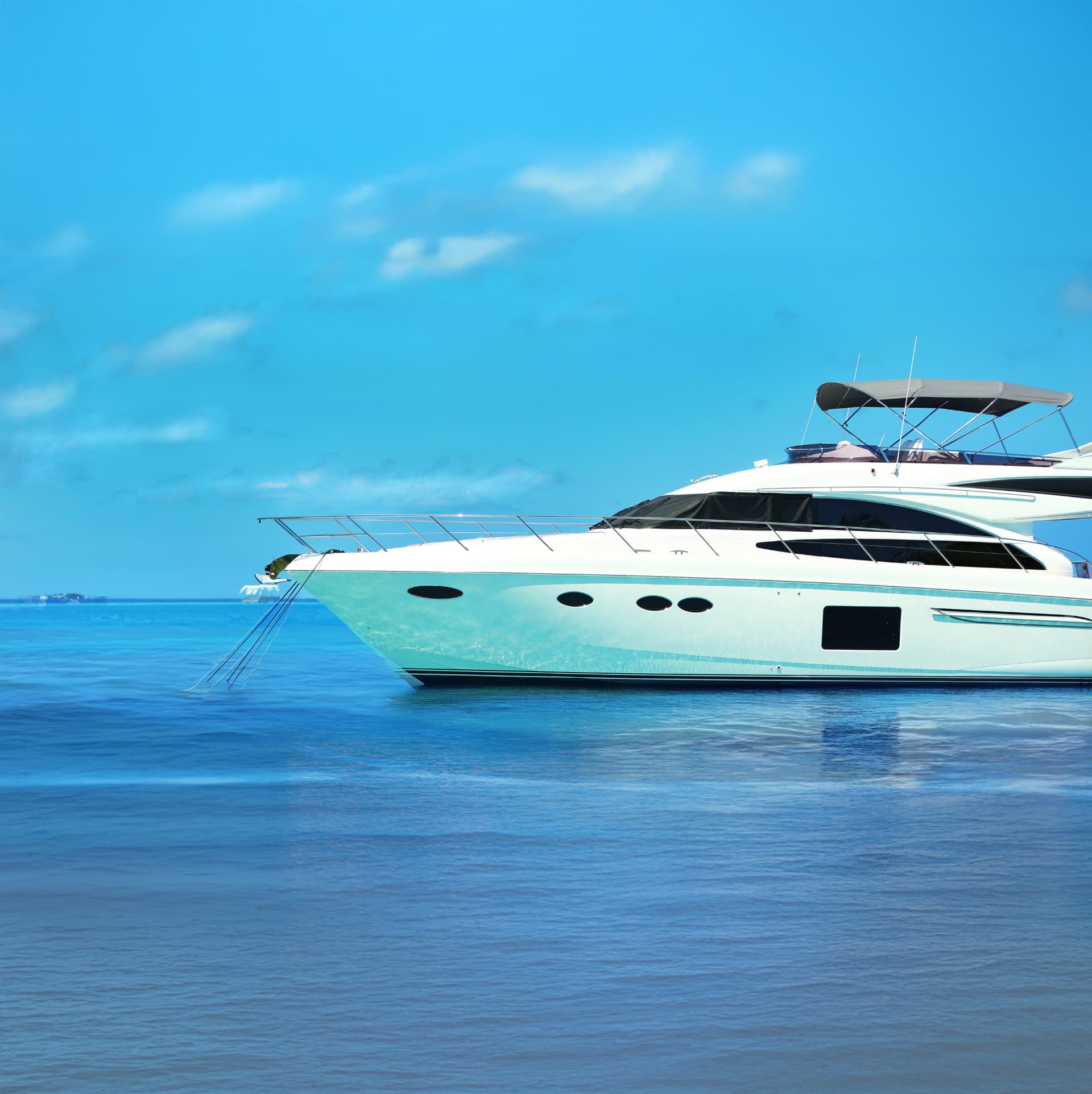 Person relaxing on a pleasure boat at sea